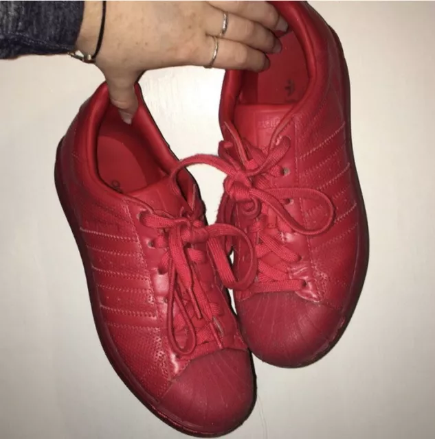 ADIDAS SUPERSTAR RED Size 5 Condition is Worn. 21.00 PicClick UK