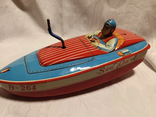 1950s Vintage Tin Litho CRAGSTAN TOYS Red Police Car #78. Made in Japa