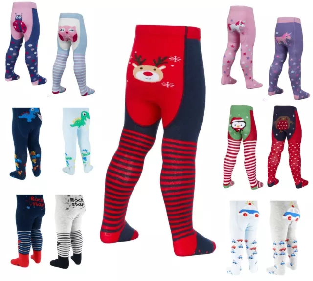 Baby Toddler Girls Boys CHRISTMAS Xmas Tights Winter Novelty Warm 0-24 Months UK