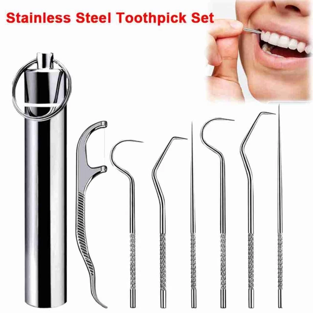 inoxydable Outil de nettoyage Crochet interdentaire Porteur de dents Cure-dents