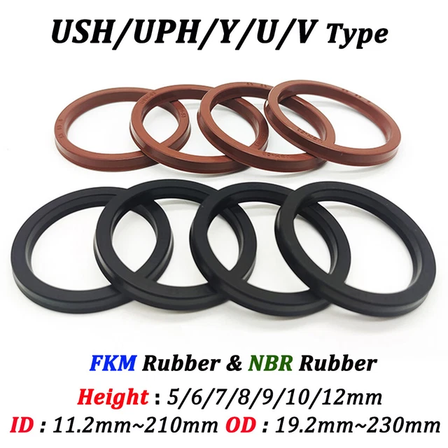 Black NBR Rubber Hydraulic Cylinder Oil Seal Ring Thickness 5/6/7/8mm USH/Y Type