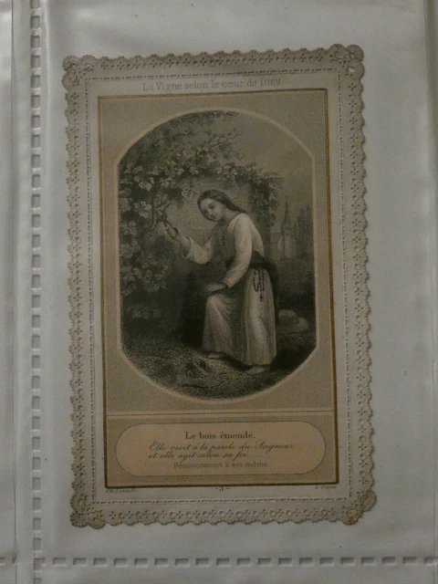 Canivet Ancien : Image Pieuse Avec Enveloppe En Dentelle Et Texte Manuscrit – Un Trésor De Dévotion