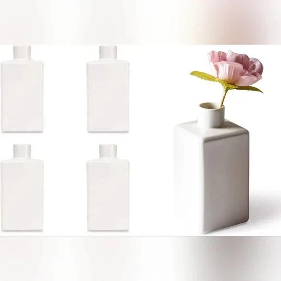 Lovene Riverstone Monochrome Ceramic Bottles for Flower Holder Set of 4 NWB