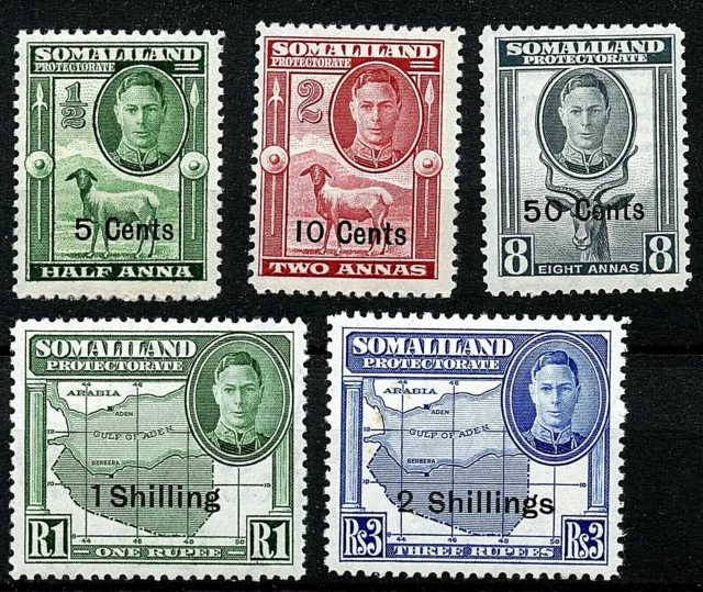 Somaliland KGVI 1951 overprints sg125/6,130,132,134 - MH