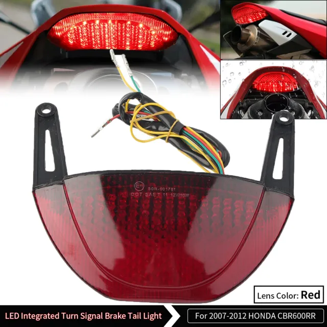 Red Lens LED Integrated Brake Tail Light Turn Signals For Honda CBR600RR 07-12