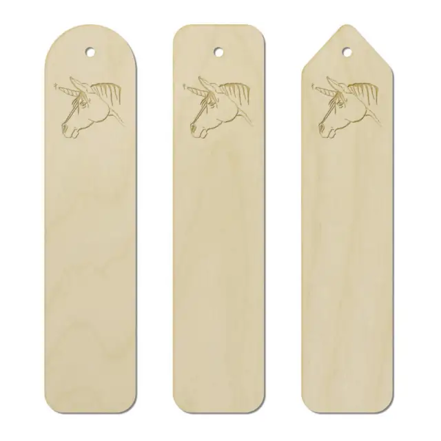 3 x 'Unicorn Head' Birch Bookmarks (BK00025749)