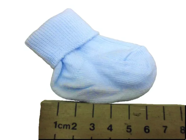 PREMATURE BABY REBORN - DOLL Baby Blue 6 pairs TURN OVER TOP ANKLE socks