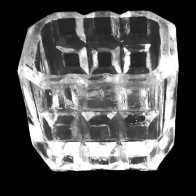 Vintage Salt Cellar Glass Cube MINI Open Design Japan Clear Single Rectangle