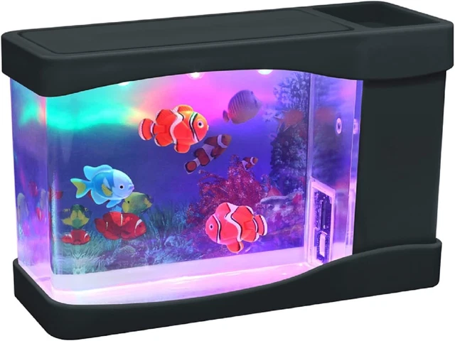 ® Artificial Mini Aquarium a Sensory Multi Colored LED Swimming Fish Tank with B