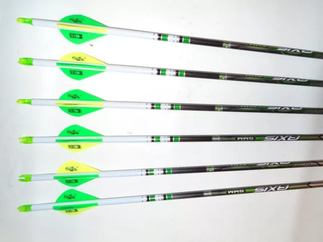 @NEW@ 6 Easton Axis 5mm 400 Carbon Hunting Arrows! Dip/Crested & Blazer Vanes