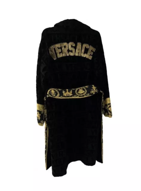 Versace Sequin Logo Terry Bath Robe Black Donatella Towel I Love Baroque Collect