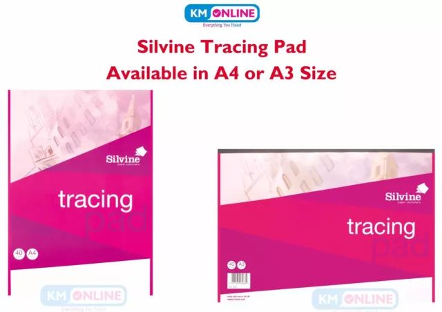 Silvine Tracing Pad Paper A4 / A3 Size 40 Sheets Creative Art Fun Learning Craft