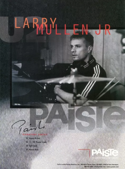 1998 Print Ad of Paiste Signature Series Drum Cymbal Setup w Larry Mullen Jr U2