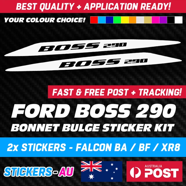 FORD FALCON BOSS 290 Bonnet Hump / Bulge Sticker / Decal Kit - Ba / Bf ...