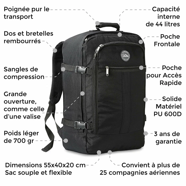 Lekespring Sac a Dos Voyage Cabine Avion Femme 35L