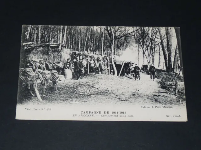 Cpa Carte Postale Guerre 14-18 1915 Argonne Campement Sous Bois