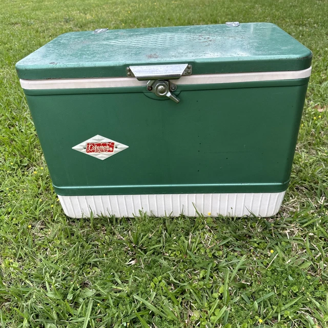 VINTAGE COLEMAN DIAMOND Logo Green Cooler Ice Chest Chrome Handles 22