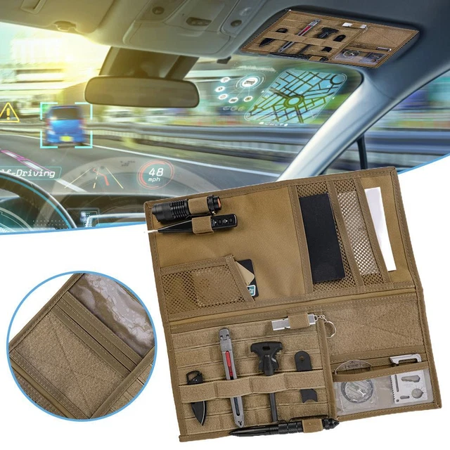 Car Sun Visor Organizer Pouch Bag Pocket Card Sunshade Storage Holder Khaki