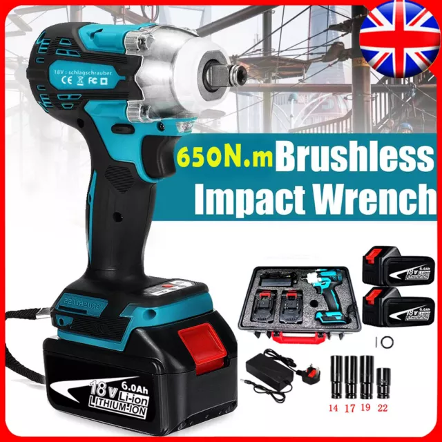 Cordless Impact Wrench 1/2" Drive Ratchet Nut Gun for 18V Makita Li-ion Battery