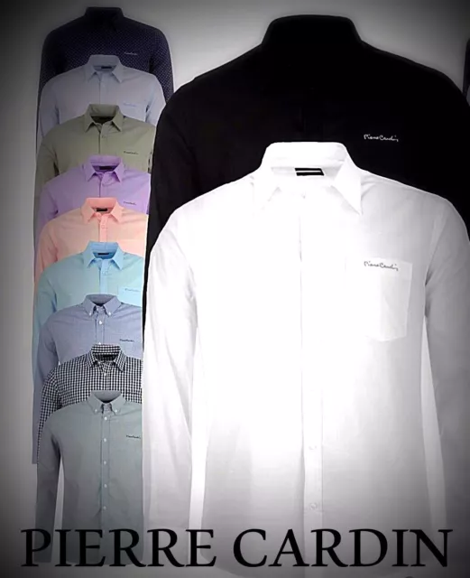 BIG SALE Mens New Designer Pierre Cardin  Plain Shirt Long Sleeve S M L XL 2XL