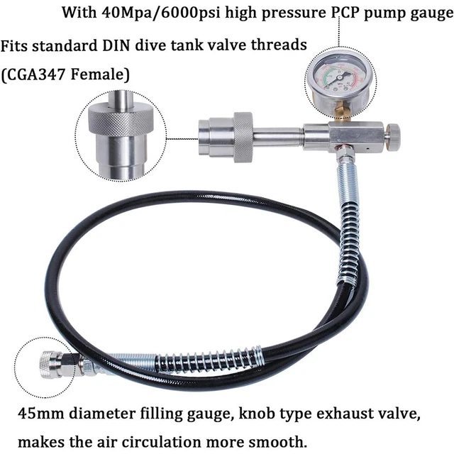 Station De Remplissage SCBA Avec Adaptateur Et Valve - 4500Psi Pour Réservoir PCP