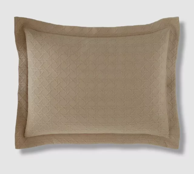 $75 Neiman Marcus By Sferra Beige Cane Matelasse Pillow Sham 21" x 26"