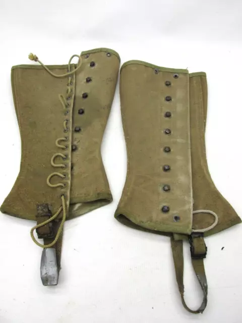 WWII US ARMY Military Spats Chaps Boot Canvas Covers Gaiters Size 3R ...