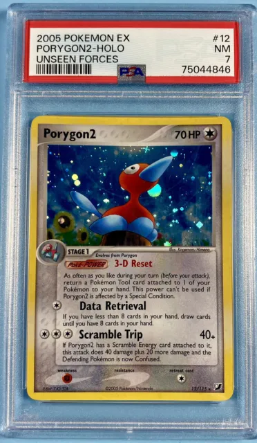 Porygon2 12/115 EX Unseen Forces Holo Rare 2005 Pokémon Card - PSA 7 NM