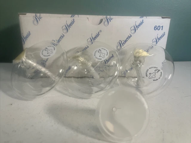 Princess House Crystal Glass Floating Oil Lamps Candles Set Of 3 Vintage