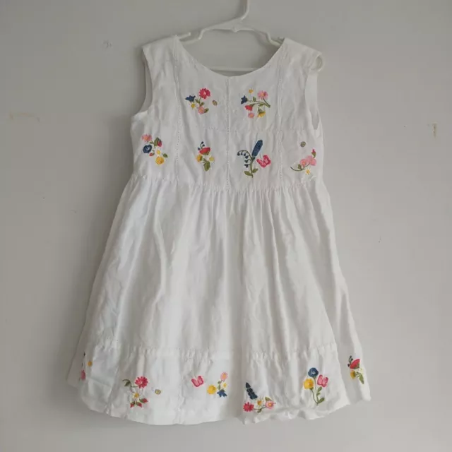 Mayoral Sun Dress 7 Y White Flower Embroidered Linen Blend Tiered Faux Wrap