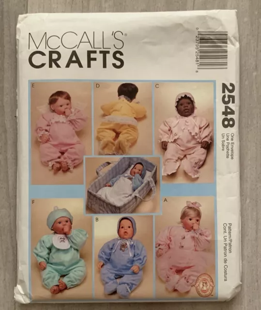 McCalls: PATTERN #2548 CLOTHES & CARRY-ALL FOR DOLLS 3 Sizes Sm, Md, Lg UNCUT