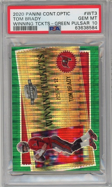 2020 Panini Contenders Optic Winning Tickets Tom Brady Green Pulsar /27 PSA 10