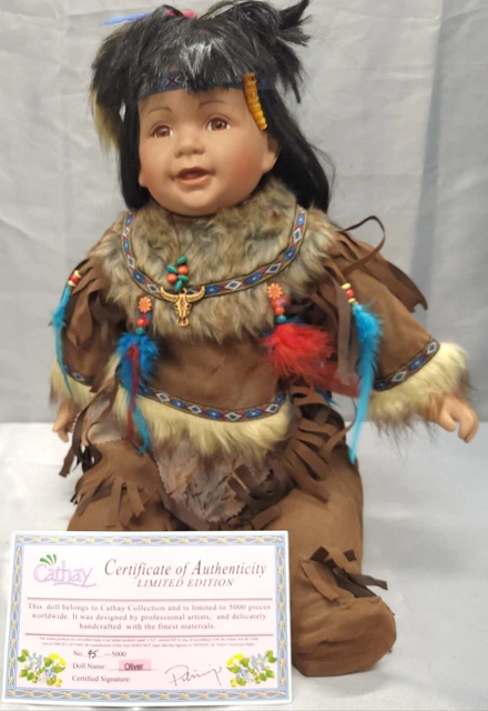 Cathay Collection Native American Indian Porcelain Doll Oliver Numbered