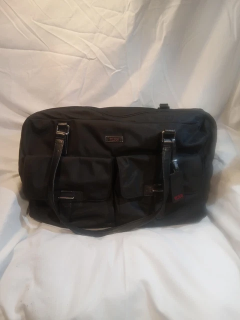 TUMI Voyageur Cortina Boarding Briefcase Black Nylon Leather Trim Gym Bag