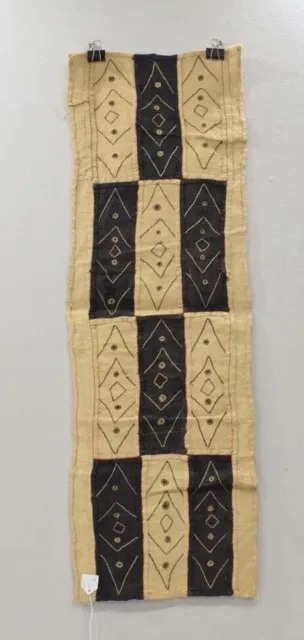 African Kuba Cloth Natural Woven Raffia Table Runner Congo