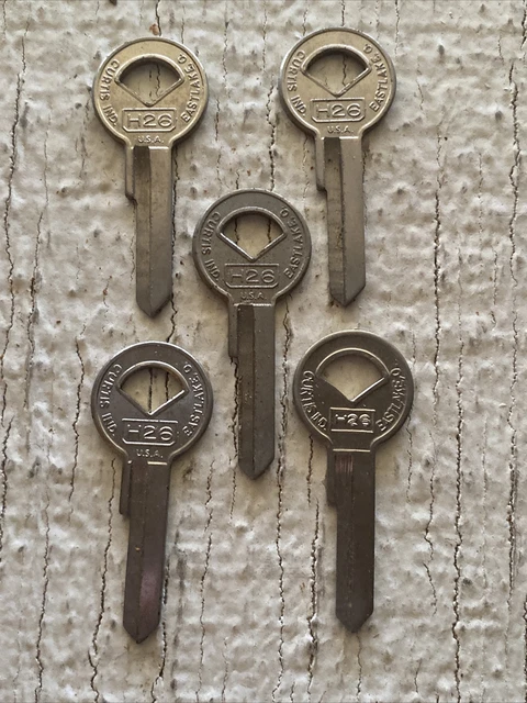 Vintage Lots of 5 Curtis H26 Key Blanks Silver Key Lot Circle Key Ford Glove Box