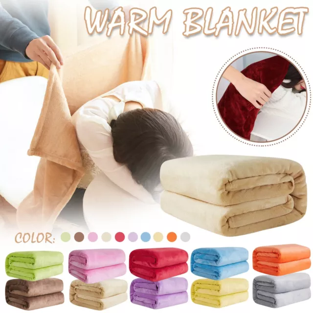 Super Soft Warm Solid Warm Micro Plush Fleece Blanket Throw Rug Sofa Bedding