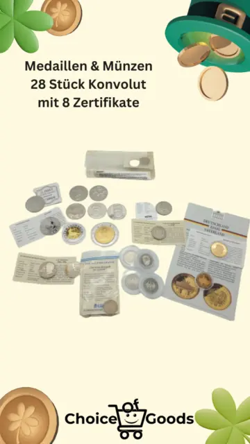 Konvolut Münzen & Medaillen Bimetall Kupfer Nickel Neusilber vergoldet 28 Stück