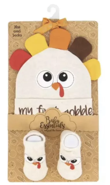 My 1st Thanksgiving Gobble Hat & Socks Baby Boy or Girl NIP