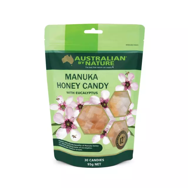 NEW Australian By Nature 400+ Manuka Honey Candy 30 Candies with Eucaluptus ABN