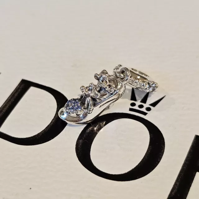 Pandora Retired Disney Cinderella Glass Slipper & Mice Dangle Charm 799192C01