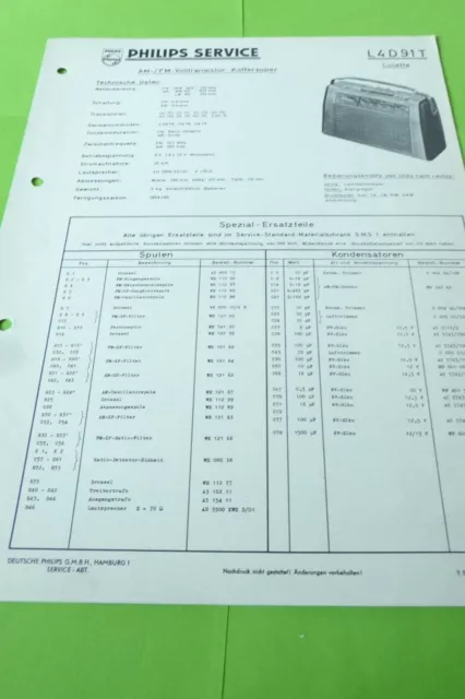 Servicio Manual de Instrucciones para Philips L4 D91 T, Colette, Original