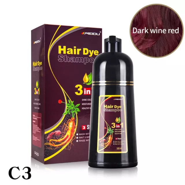 MEIDU Hair Dye Color Shampoo 500ml (DARK WINE RED)Exp26+FREE USPS PRIORITY SHIP