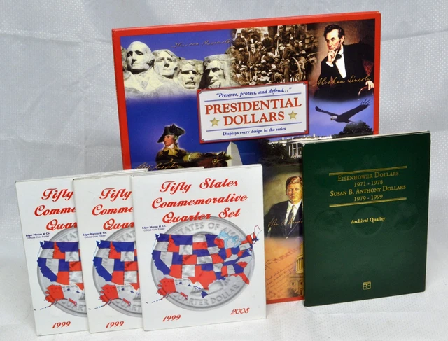 COIN ALBUMS (5) 1 Presidential Dollar 1 Eisenhower/Anthony &3 Fifty StatesDEB111