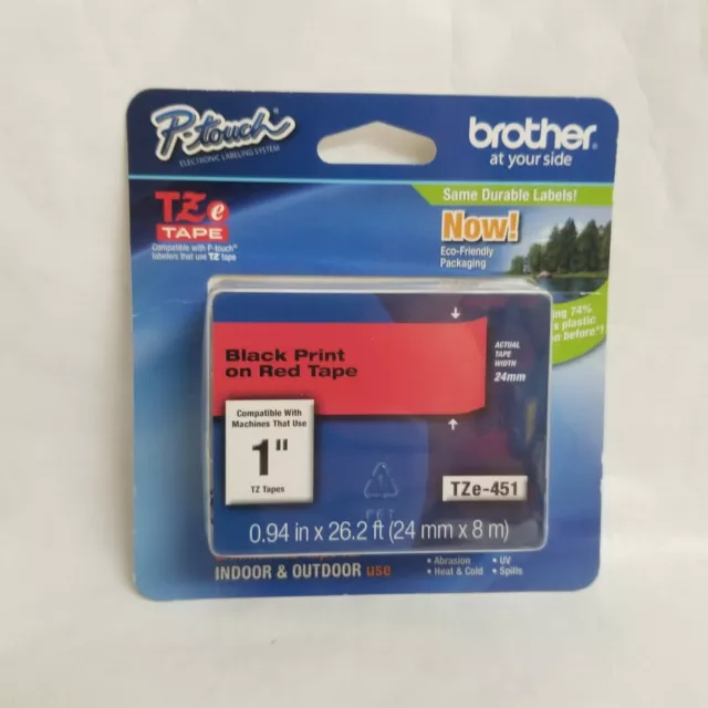 Brother Black on Red Label Tape - 0.94" Width x 26.20 ft Length Thermal - NEW