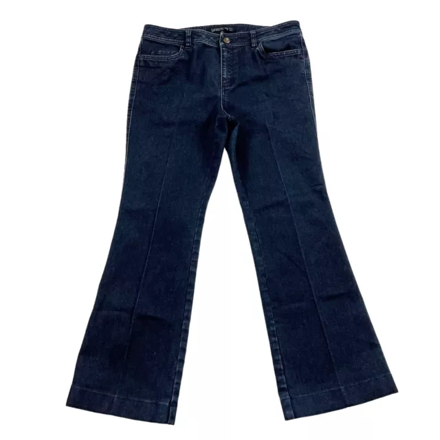 Lafayette 148 New York Black Stretch Mid Rise Bootcut Jeans Size 6 Inseam 26.5"