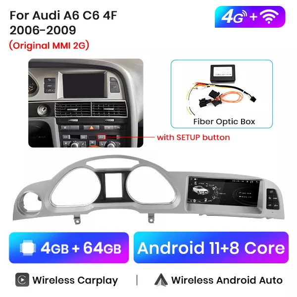 8.8" autoradio Android 12 GPS CarPlay Für AUDI A6 C6 Multimedia 2005-2009 4+64GB