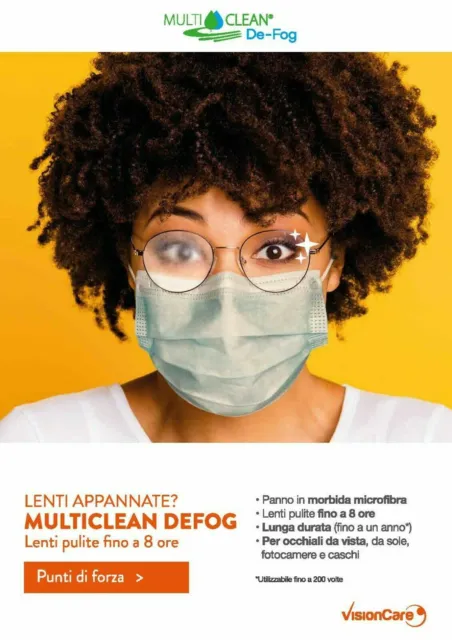 PANNO IN MICROFIBRA Anti Appannamento occhiali da mascherina Multiclean De  Fog EUR 8,00 - PicClick IT