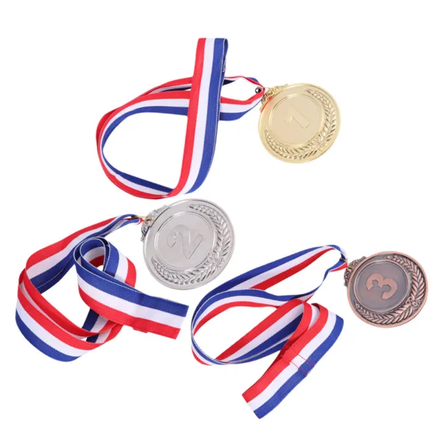 3pcs Metal Award Medals with Neck Ribbon Wheats Winner Medal for Sports Games