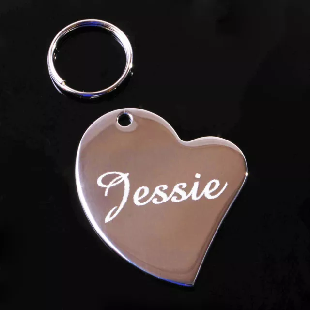 Stainless Steel Heart Pet Tag With Personalised Engraving ID Dog Cat Pets Collar